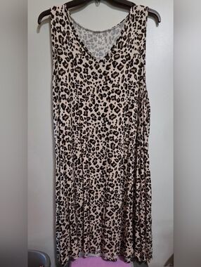 Maurices Beige and Black Leopard-Print Maxi Dress